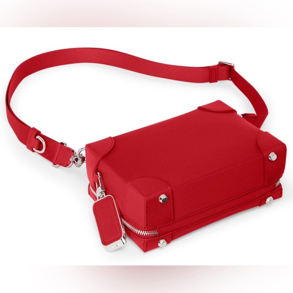 Brand New Tumi Dey Trunk Red Crossbody with Silver Hardware - Picture 3 of 10